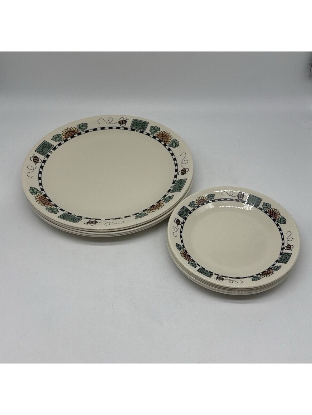Set of 10 Corelle Sunblossoms Sunflowers Bees 5 Dinner Plates 5 Salad Plates